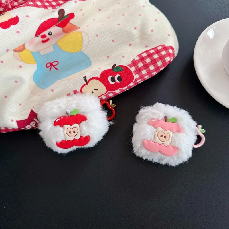 Adecuado para Appleairpods3/4 dibujos animados Apple Core funda para auricularesPRO2/PRO3 funda protectora de felpa 2 generaciones