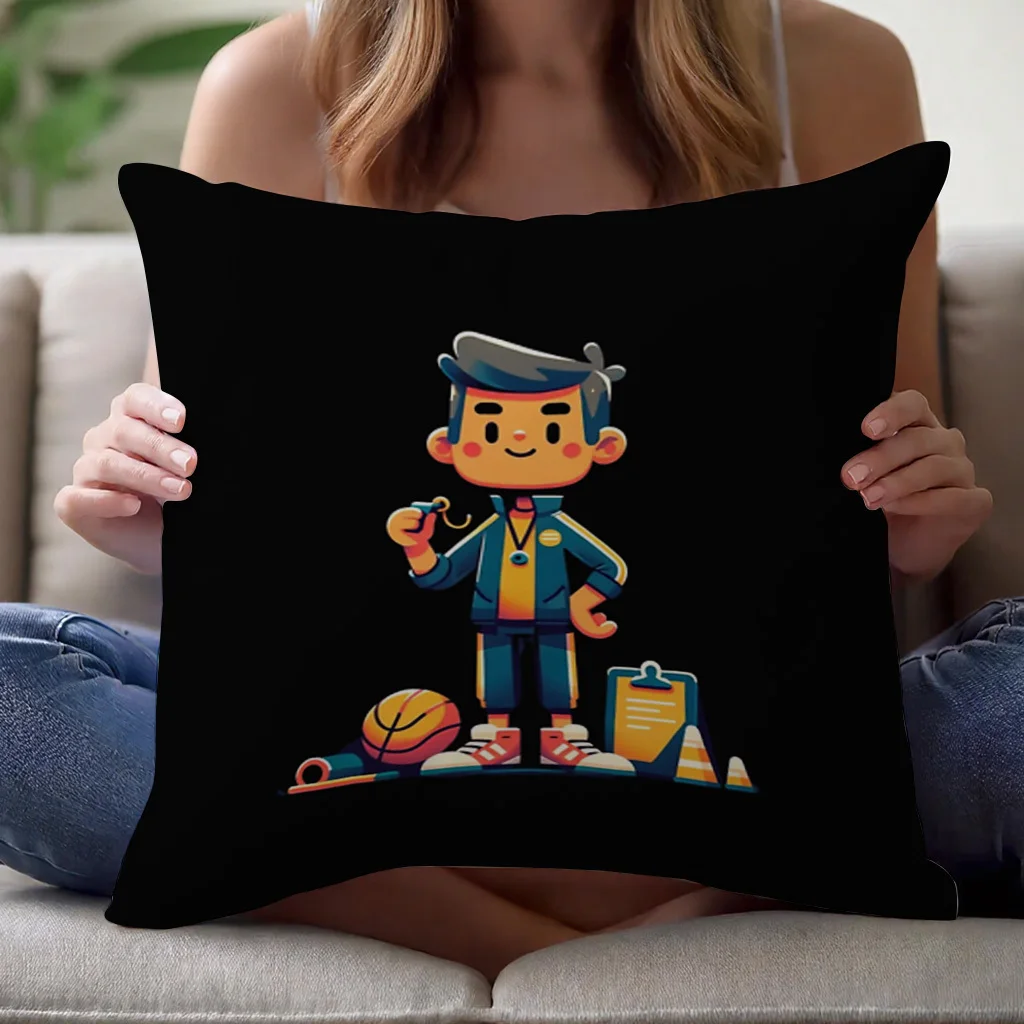 Cool Boy Sports Pillow Case, Cartoon Athlete Cushion Cover, Kids Room Decor Throw Pillow Slipcover for Sofa Bedroom Living Room