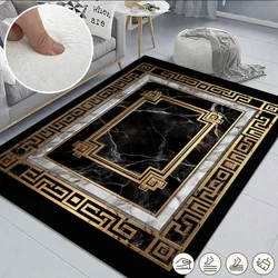 Black Gold Classical Carpets for Living Room Home Decoration Luxury Large Area Rugs Bedroom Decor Anti-skid Floor Mat Washable