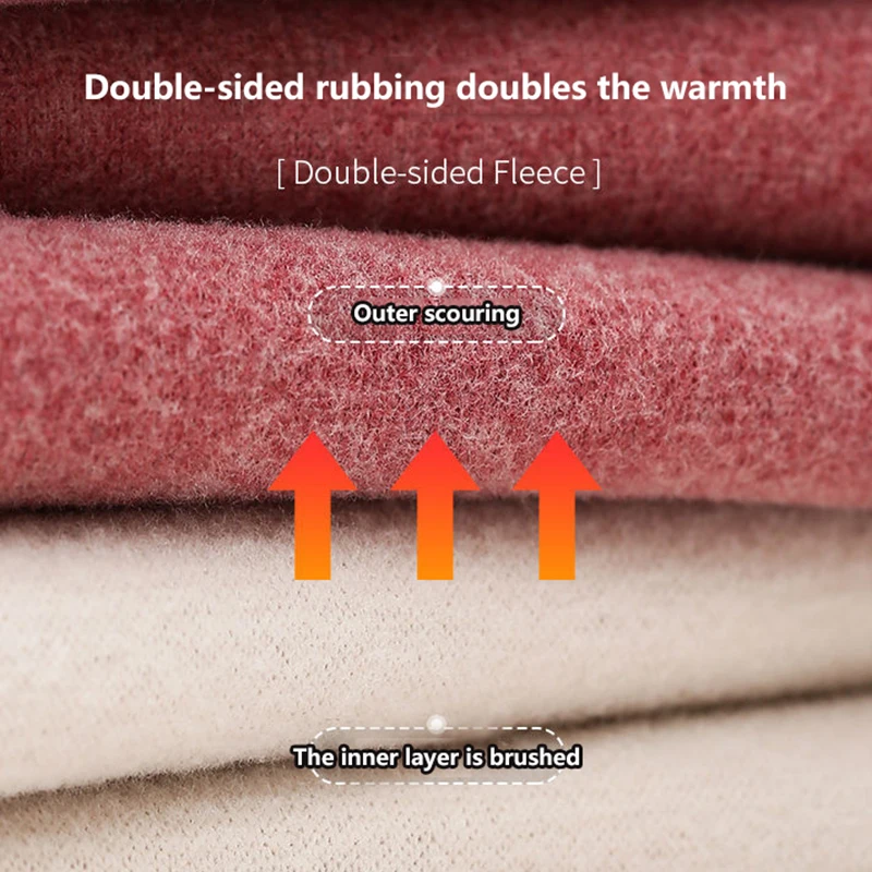 Wool silk men's warm underwear with added plush and heating long underwear winter oversized women`s cotton sweater  pants