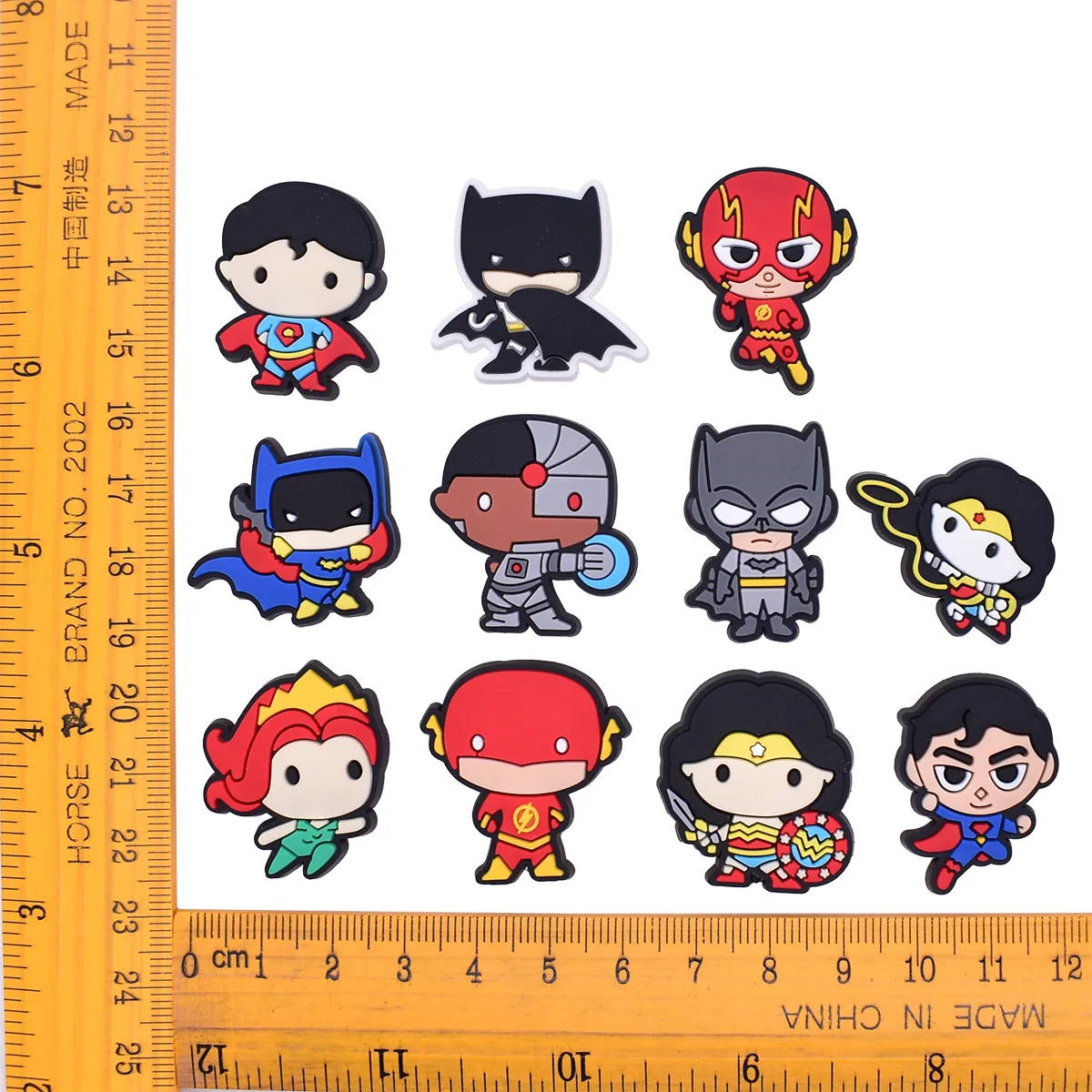 12pcs/SET HotToys NEW DC Superhero Series for Cartoon Shoe Charms Accessories DIY Decoration for Classic Clog Kids Gifts