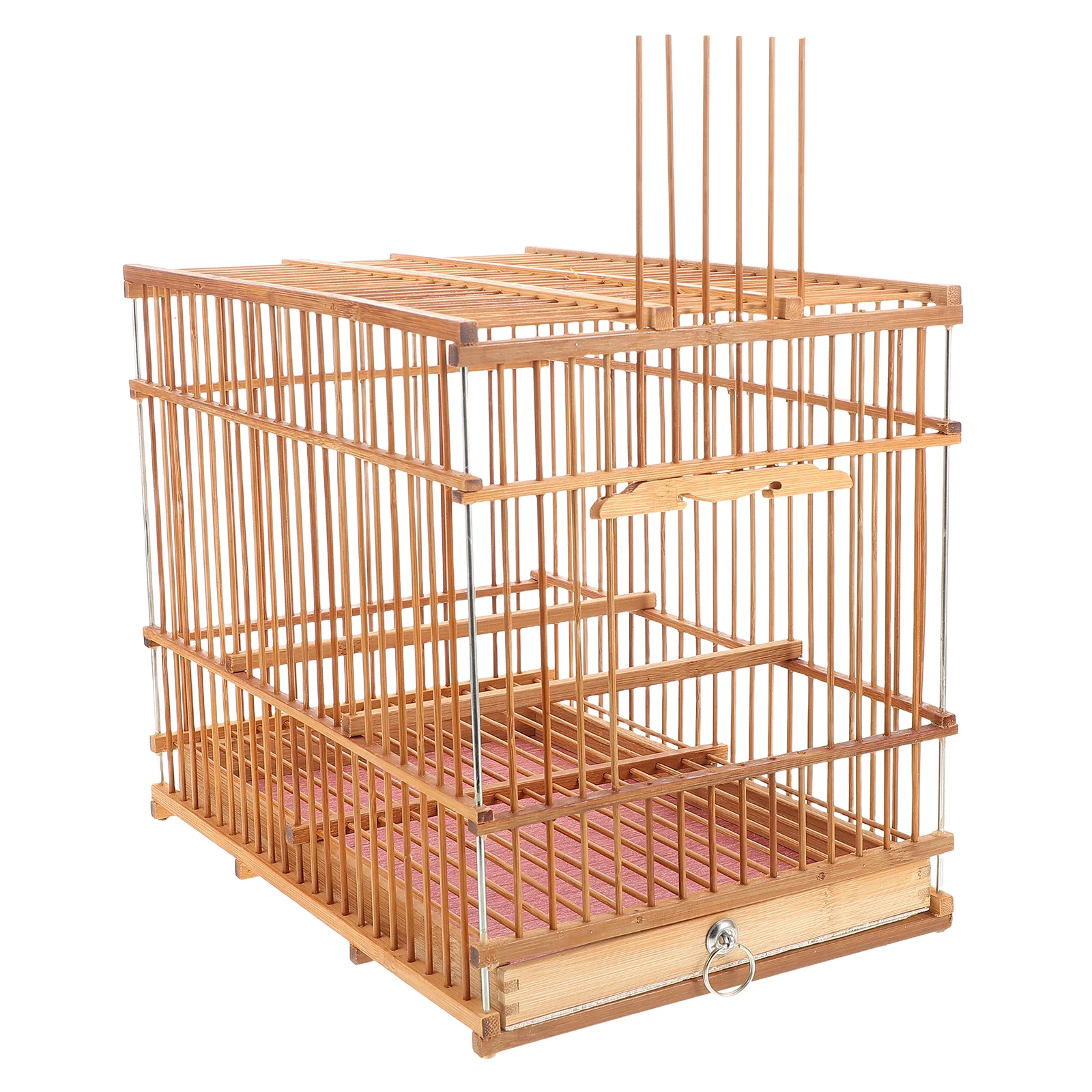 

Small Bird Cage Bamboo Woven Portable Lightweight Travel Carrier for Canary Parakeet Finch Warbler Indoor Outdoor Elegant Design