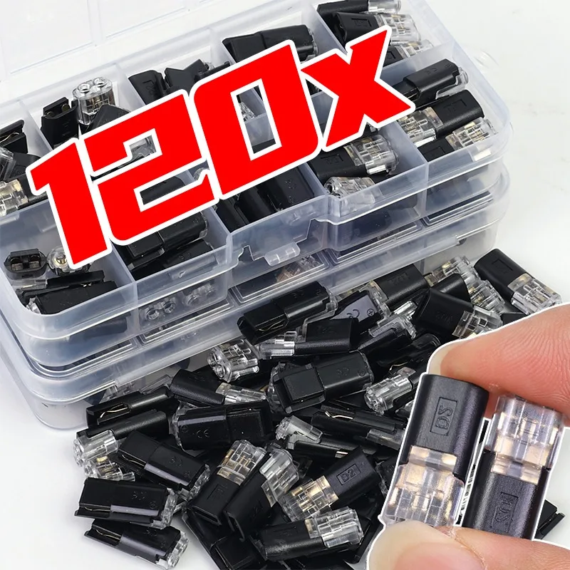 60/120pcs Car Auto Quick Wire Connector Kit Solderless Cable Snap Splice Lock Terminal 2 Pin Way Electrical Led Light Joiner 18