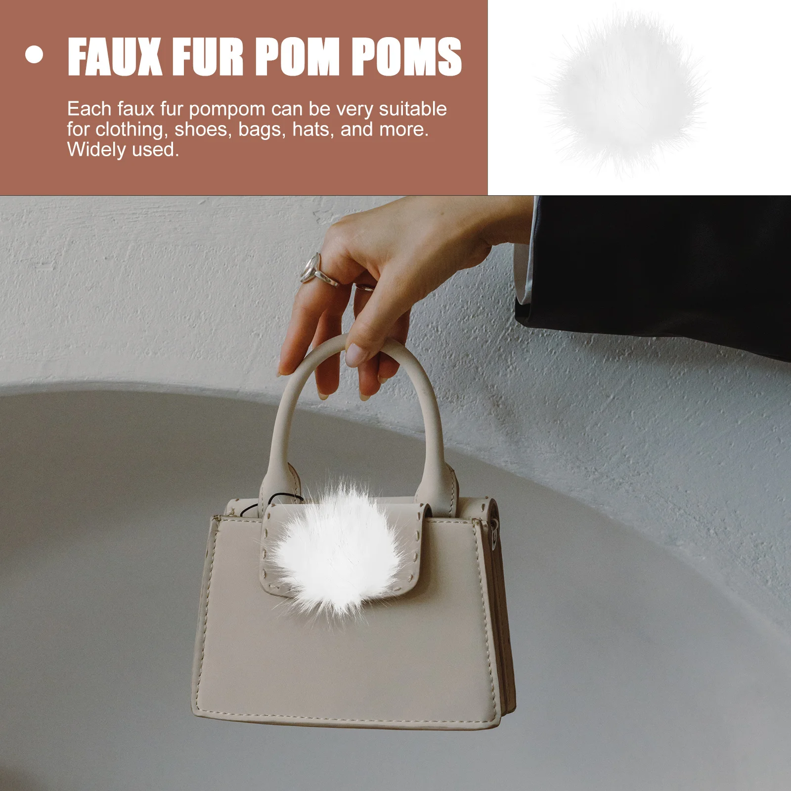 

6Pcs Faux Pom Pom Balls Artificial Soft Pompoms for Hats Scarves Bags Keychains DIY Craft Supplies Pompoms for Hats