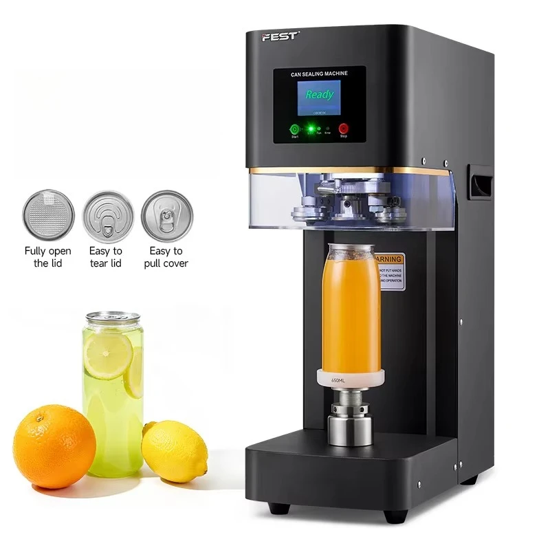 Full Automatic Commercial PET Aluminum PET Plastic Can Sealing Machine For Beverage And Soda With Heat Sealing