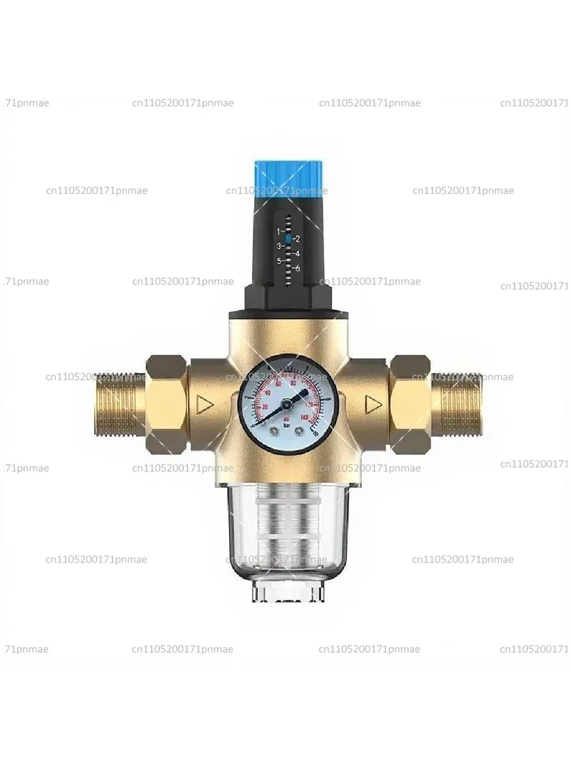Brass Pressure Reducing Valve with Gauge, DN25 DN32 Pipeline High Flow Filter, 2-Way Static Pressure Regulator