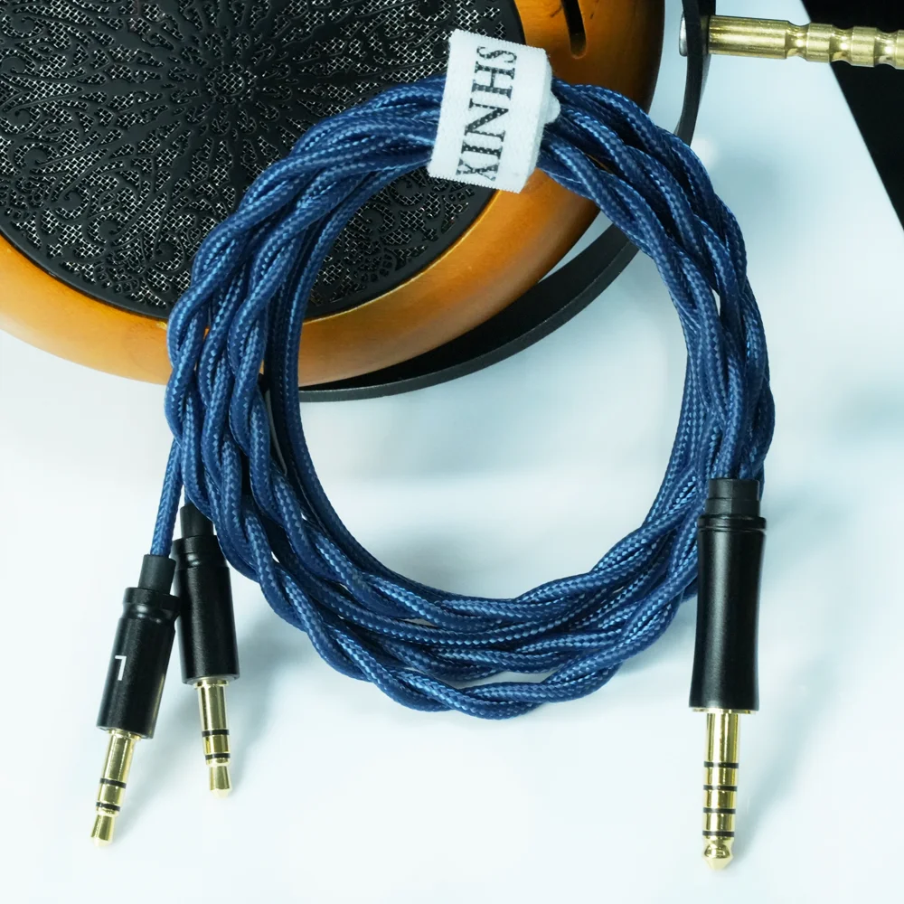 XINHS X18 2-adriges, versilbertes Einzelkristall-Kupfer-Kabel für Kopfhörer mit Koaxial-HD650/1-zu-2-Buchsen, Dual-3,5-mm/4,4-mm-Balancenkabel – Detail 1