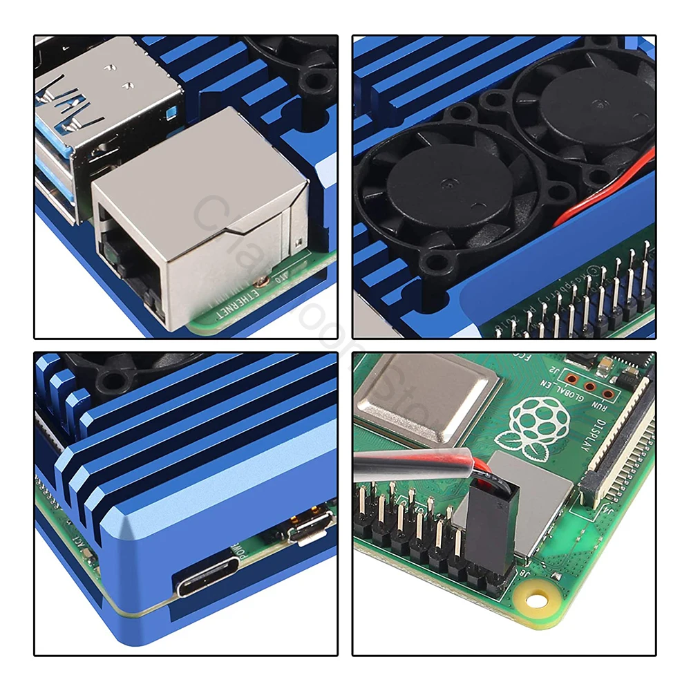 Raspberry Pi 4 4B Case Enclosure CNC Aluminum Cover Heatsink Cooling Fan for Raspberry Pi 4 Model B