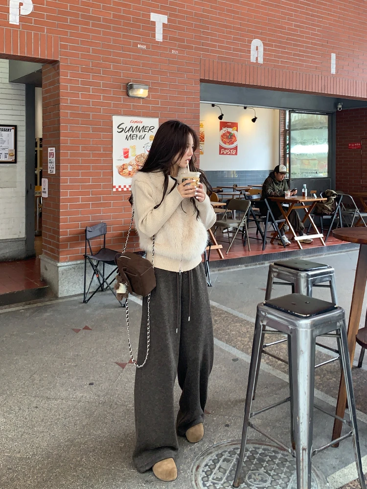 

Winter Women's ort Plu Jaet Patchwork Fluffy Outerwear Casual Sle Stand Fit Long Sve Zipper ket Polyester Fiber