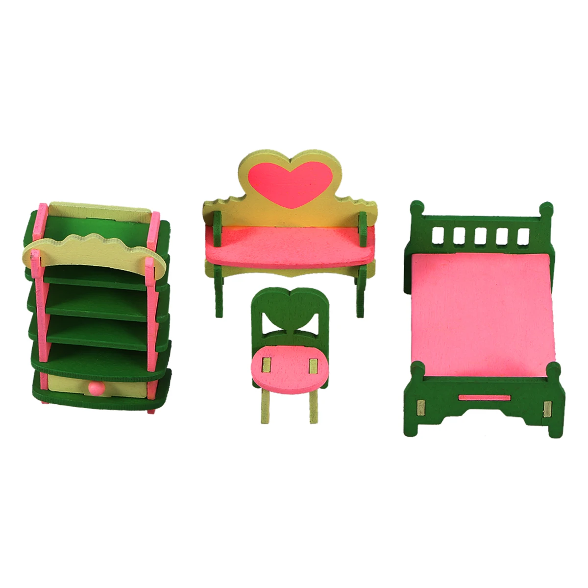 

4pcs Mini Furniture Wooden For Kids Diy Educational Handmade Puzzle Baby Safe Eco-Friendly Preschool Learning Color