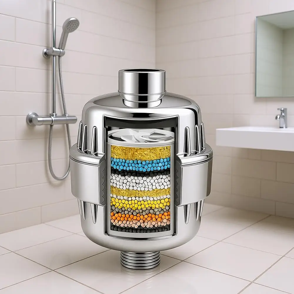 

6-Cartridge Shower Filter Removes Chlorine, Fluoride, and Metals | Softens Hard Water, Relieves Dry Skin and Hair Loss