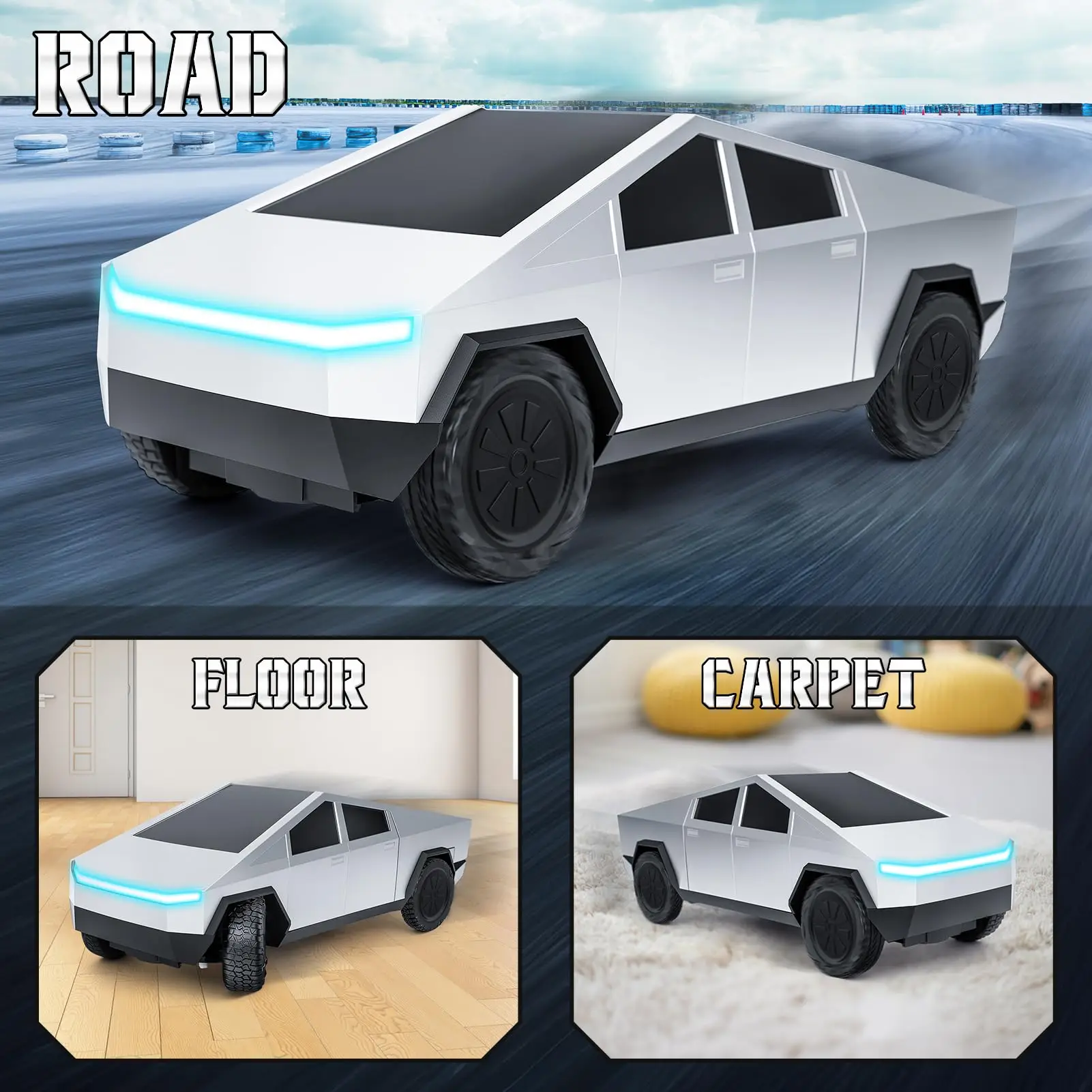 سيارة بيك اب بجهاز تحكم عن بعد 1:24، لعبة شاحنة RC للطرق الوعرة رباعية الدفع، سيارة تحكم عن بعد لاسلكية 27 ميجاهرتز مع أضواء LED، هدية عيد ميلاد للأولاد والأطفال