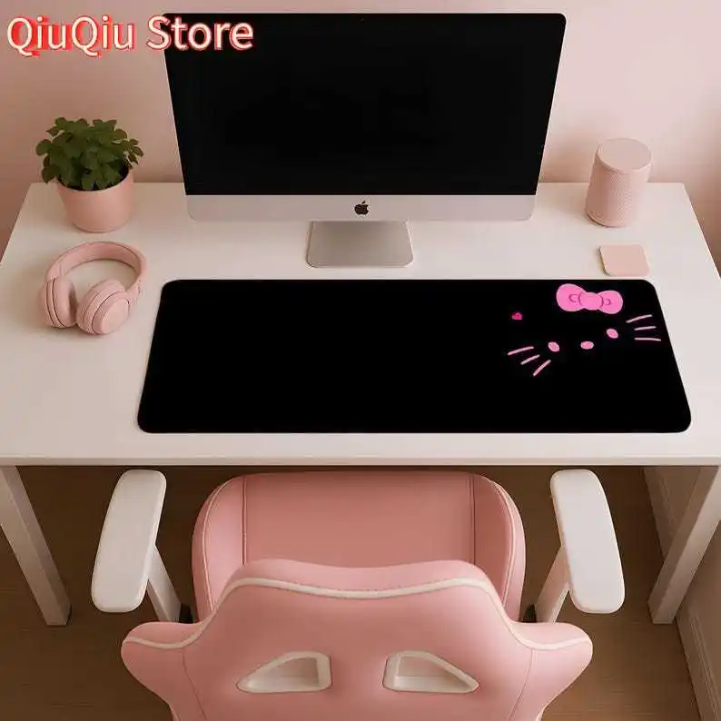 

Hello Kitty Mouse Pad – Minimalist Black and Pink Kawaii Desk Mat, Cute Sanrio Gaming Mousepad for Aesthetic Study & Work Setups