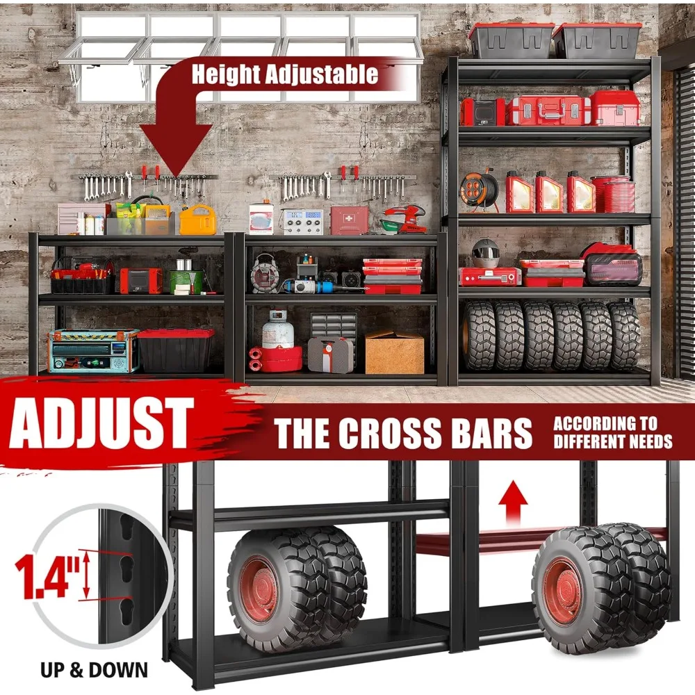 Heavy Duty Garage Shelving 2000LBS 5-Tier Adjustable Metal Storage Shelves for Garage Basement - Steel Rack ，Customized