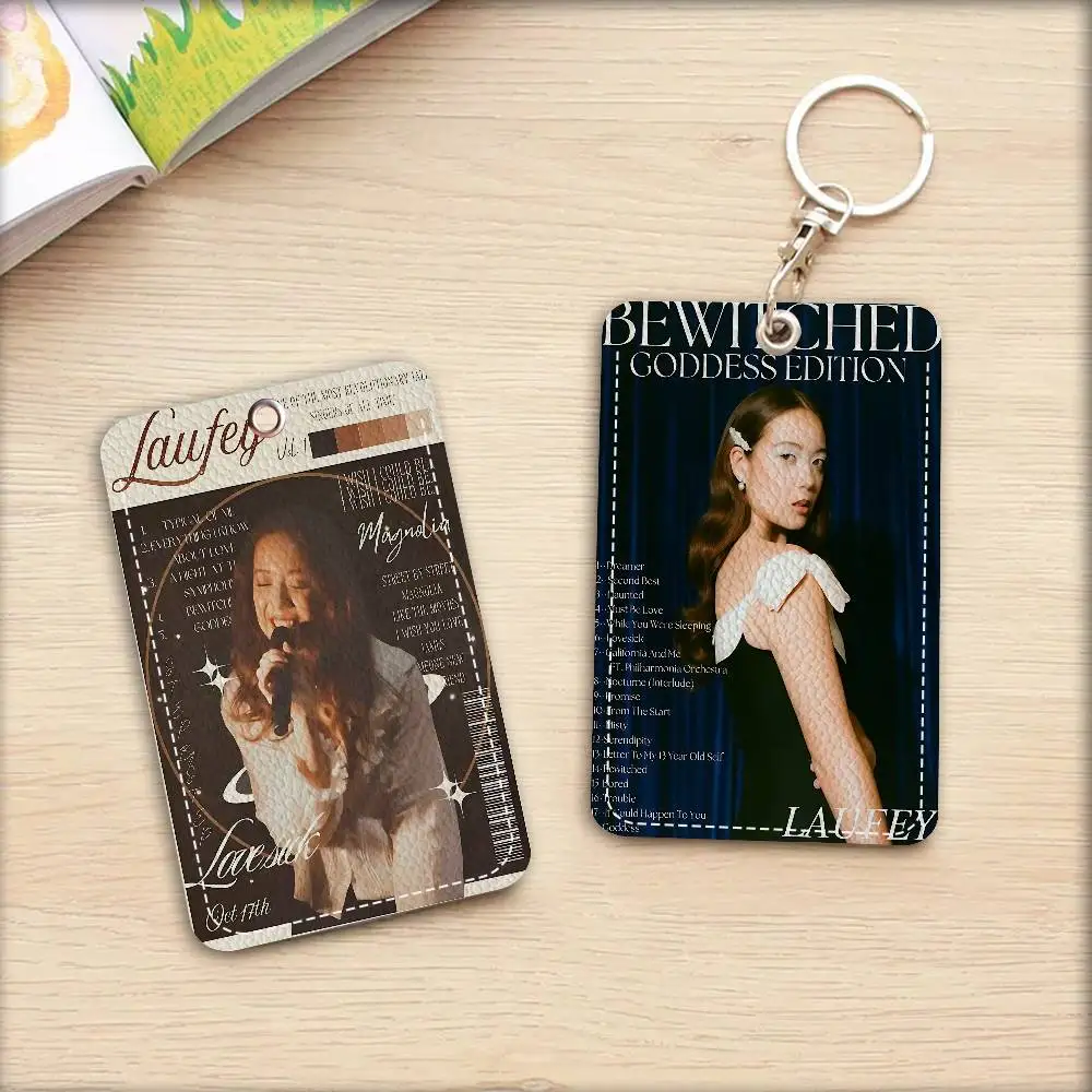 Singer L-Laufey B-Bewitched Style PU Access Card Holder with Keychain - Executive Protection for Bank card,Subway, Bus Card case