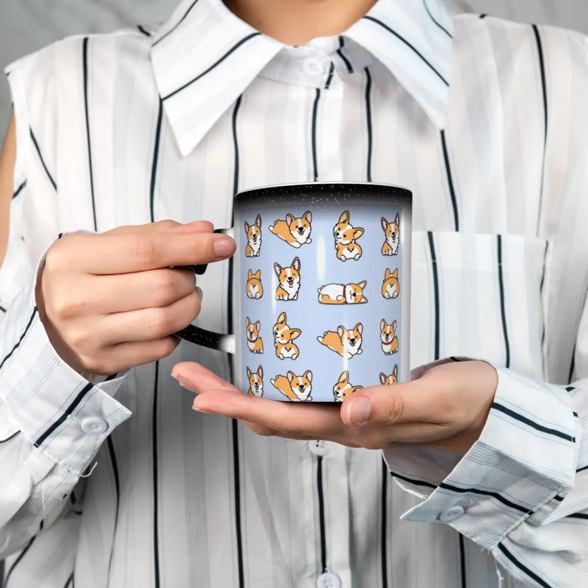 Kawaii Corgi Mug Funny Ceramic Coffee Cups Tea Mugs Milk Cup Drinkware Gifts for Woman Man