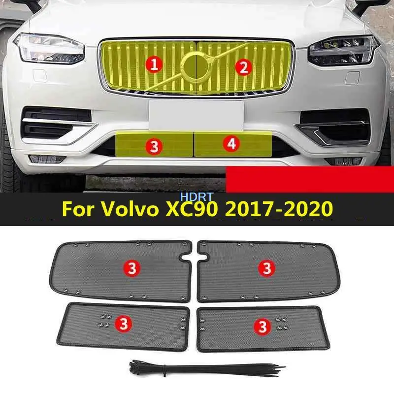 Car Styling Insect Screening Mesh Trim Front Grille Insert Diamond Net Protect Exterior Accessories Fit For Volvo XC90 2017-2020