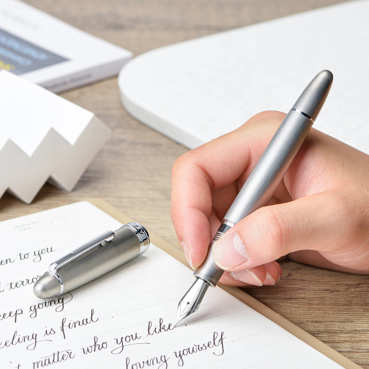 Asvine J16 أقلام حبر المكبس ألمانيا Jowo EF/F/M/B بنك الاستثمار القومي ، التيتانيوم الصلب السلس الكتابة مكتب هدية قلم جديد