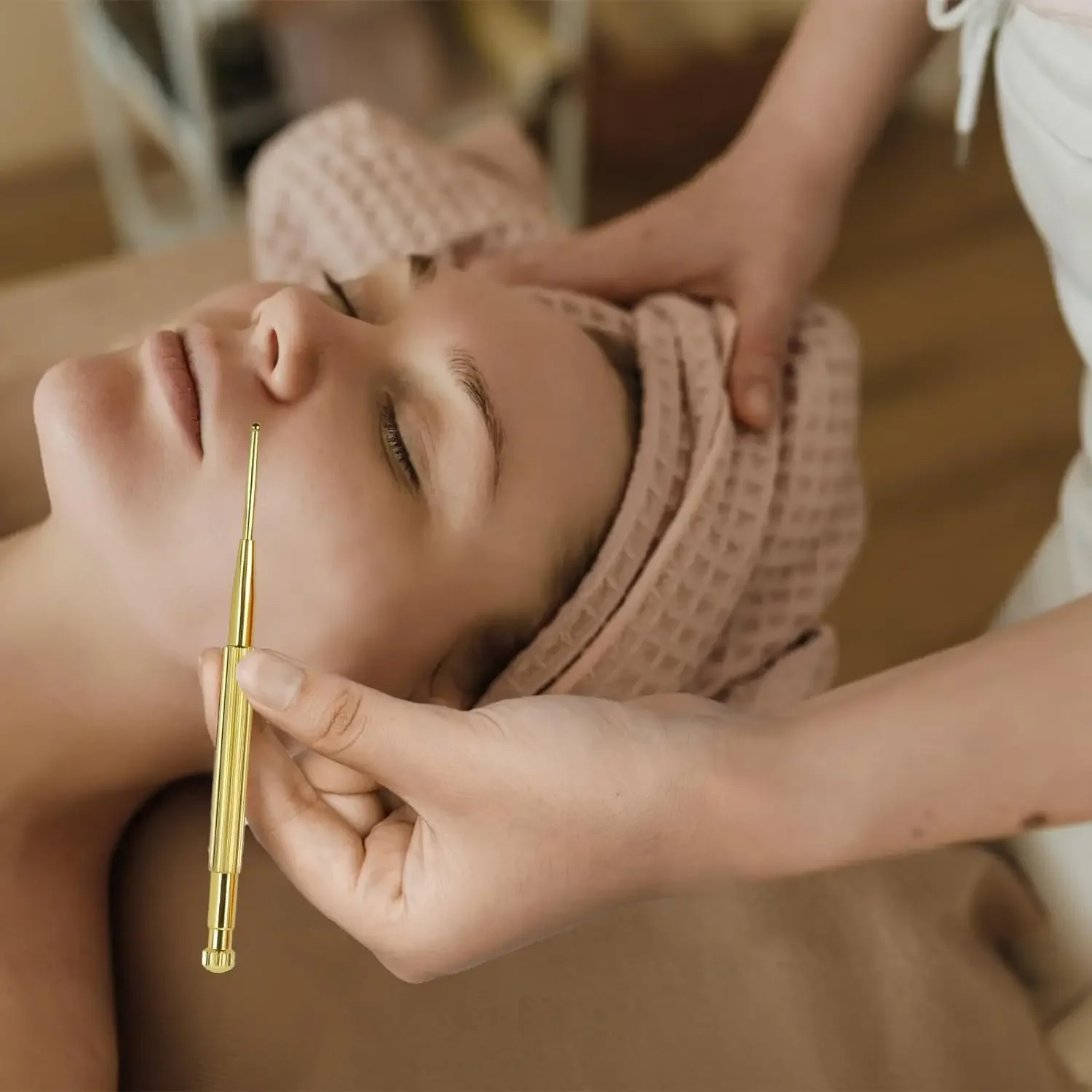 Gesichts reflex zonen massage Massage werkzeug einziehbarer Akupunktur stift doppel köpfiges Feder ohr werkzeug Punktsonden-Stift massage gerät für das Gesicht – Detail 6