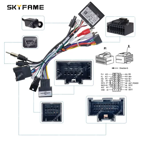 Imagen 2 del producto Adaptador de cableado de 16 pines para coche SKYFAME, decodificador Canbus, cable de alimentación Android para Chevrolet Sail 3 Buick Excelle Spark