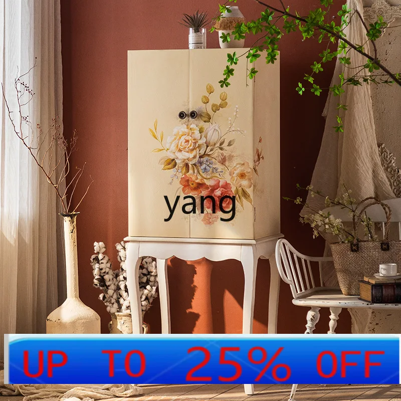 

LMM American retro living room large capacity double door bucket cabinet homestay hand-painted locker