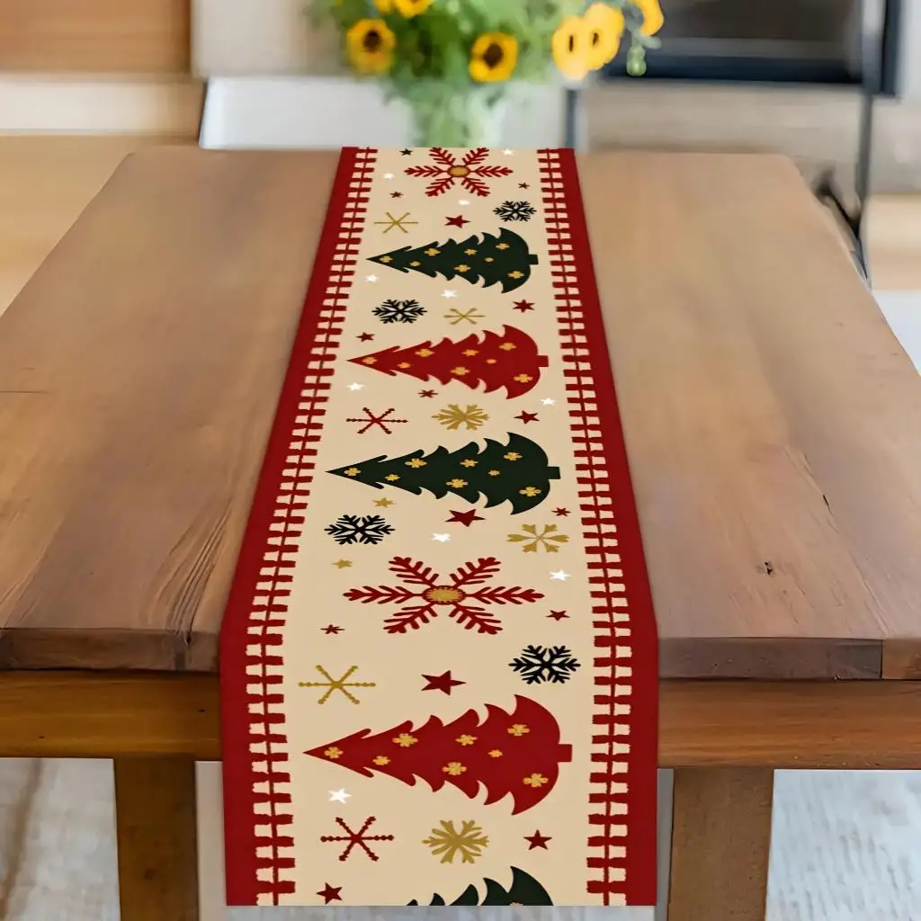 Christmas Table Runner, 1pc Rectangular Table Cover, Holiday Home Decor for Dining Coffee Table Wedding Anniversary Party