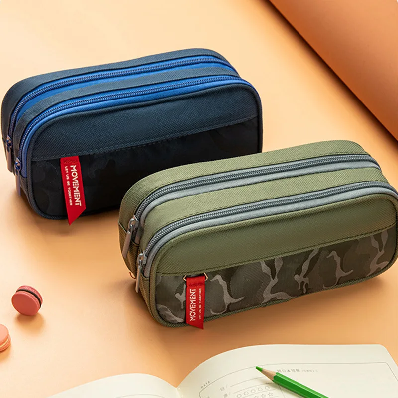 Hot-selling Camouflage Double-layer Large-capacity Pencil Bag Pencil Multi-layer Separated Storage Pencil Box School Supplies