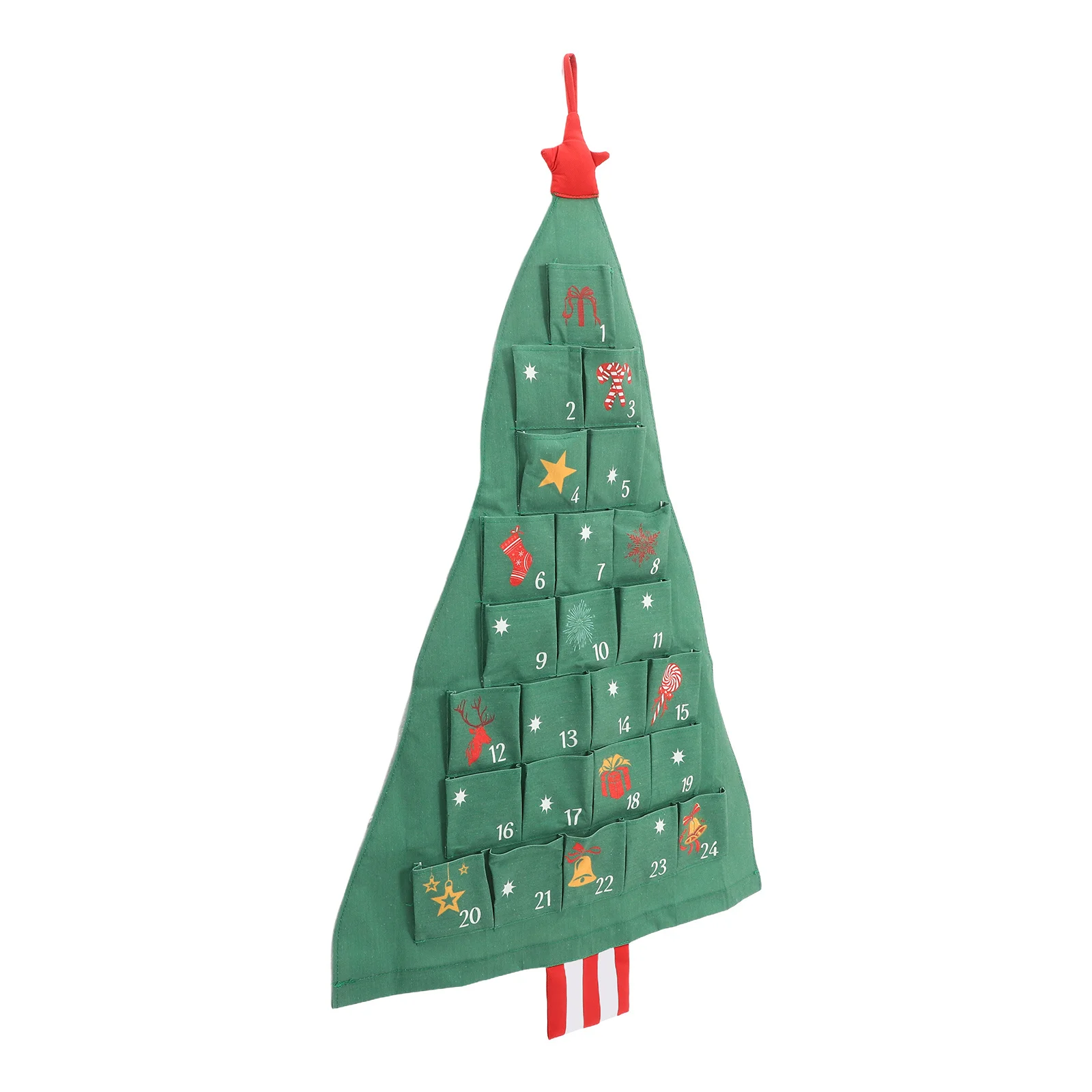 

1 Set Green 24 Days Christmas Advent Calendar With Pockets Hanging Storage Bag For Xmas Party Supplies Holiday Decoration Diy