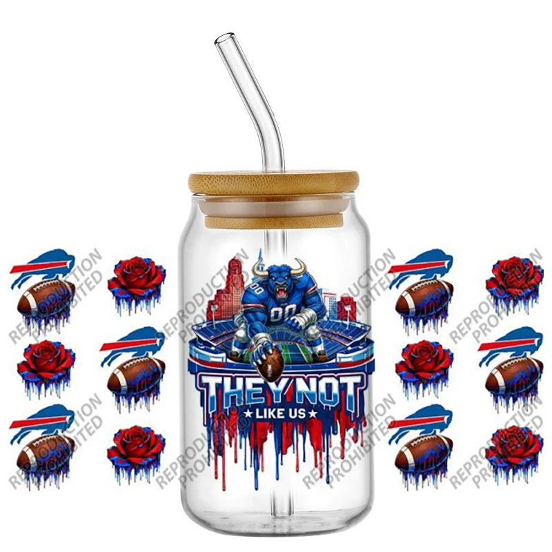 Hotsale Popular Football Cool Team Mascots 16oz UV DTF 3D Transfer Sticker Decals Wraps Glass Can Cups Creative Craft DIY view 3