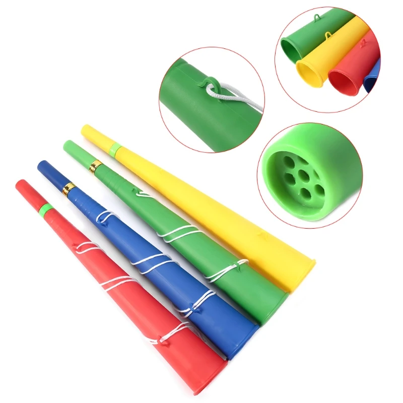 Ornamenti plastica colorati per calcio Ventilatore per feste Corno Vuvuzela Strumenti musicali giocattolo per tromba per