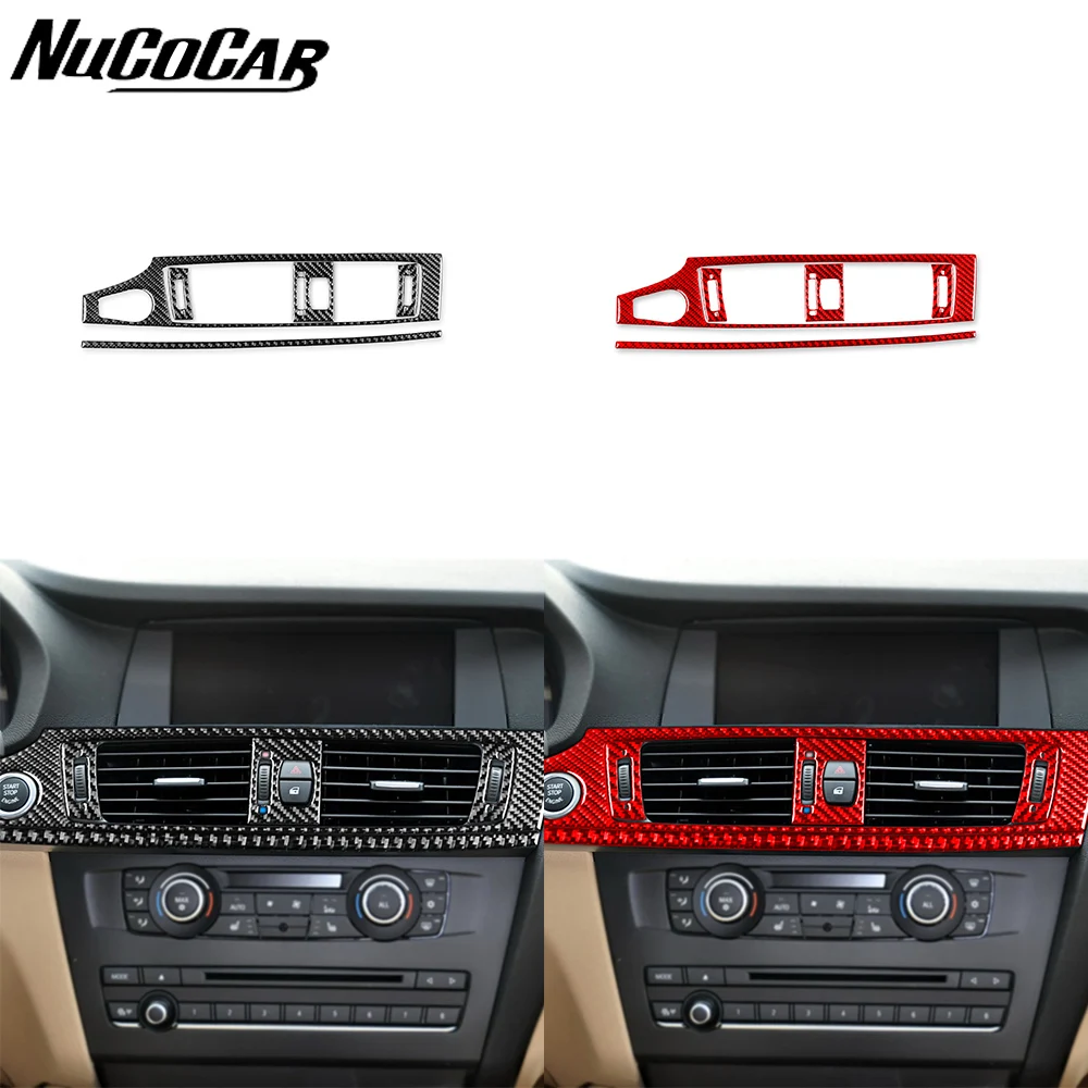 Para BMW X3 F25 11-17 X4 F26 14-17 instrumento de fibra de carbono Panel de ventilación de aire acondicionado accesorios interiores de coche pegatina decorativa
