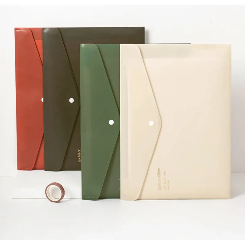 Bolsa de archivo PP de Color Retro, bolsa con hebilla A4, carpeta de almacenamiento, clasificación de temas, bolsa de documentos de papel de prueba para estudiantes, 1 Uds.