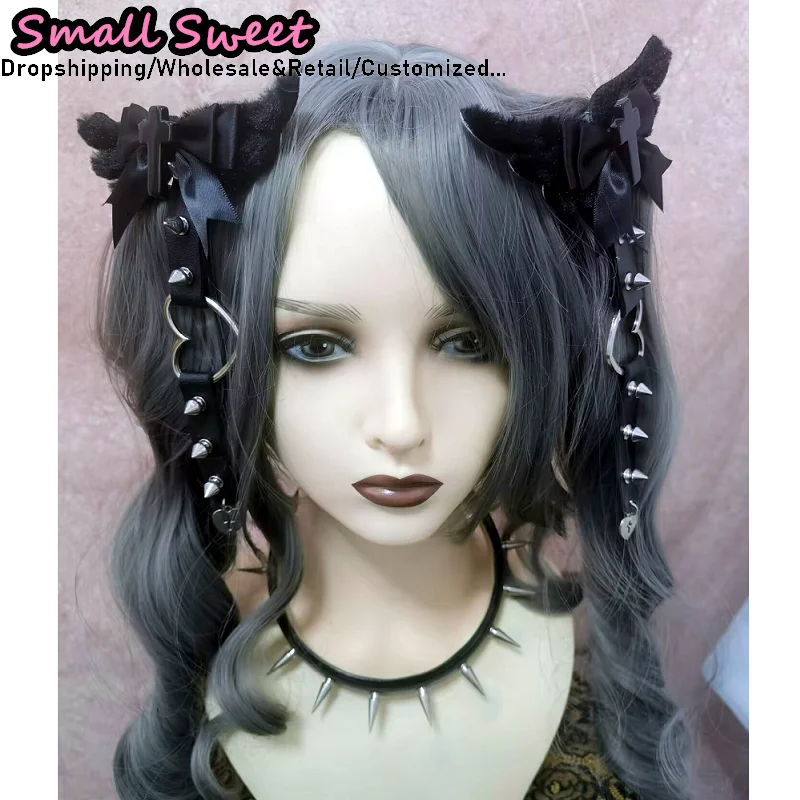 Women Y2K Girl Harajuku Gothic Lolita Hair Clips Punk Hairpins Cross Wing Rivet Spike Hairpin Goth Hair Accessories Edge clamp