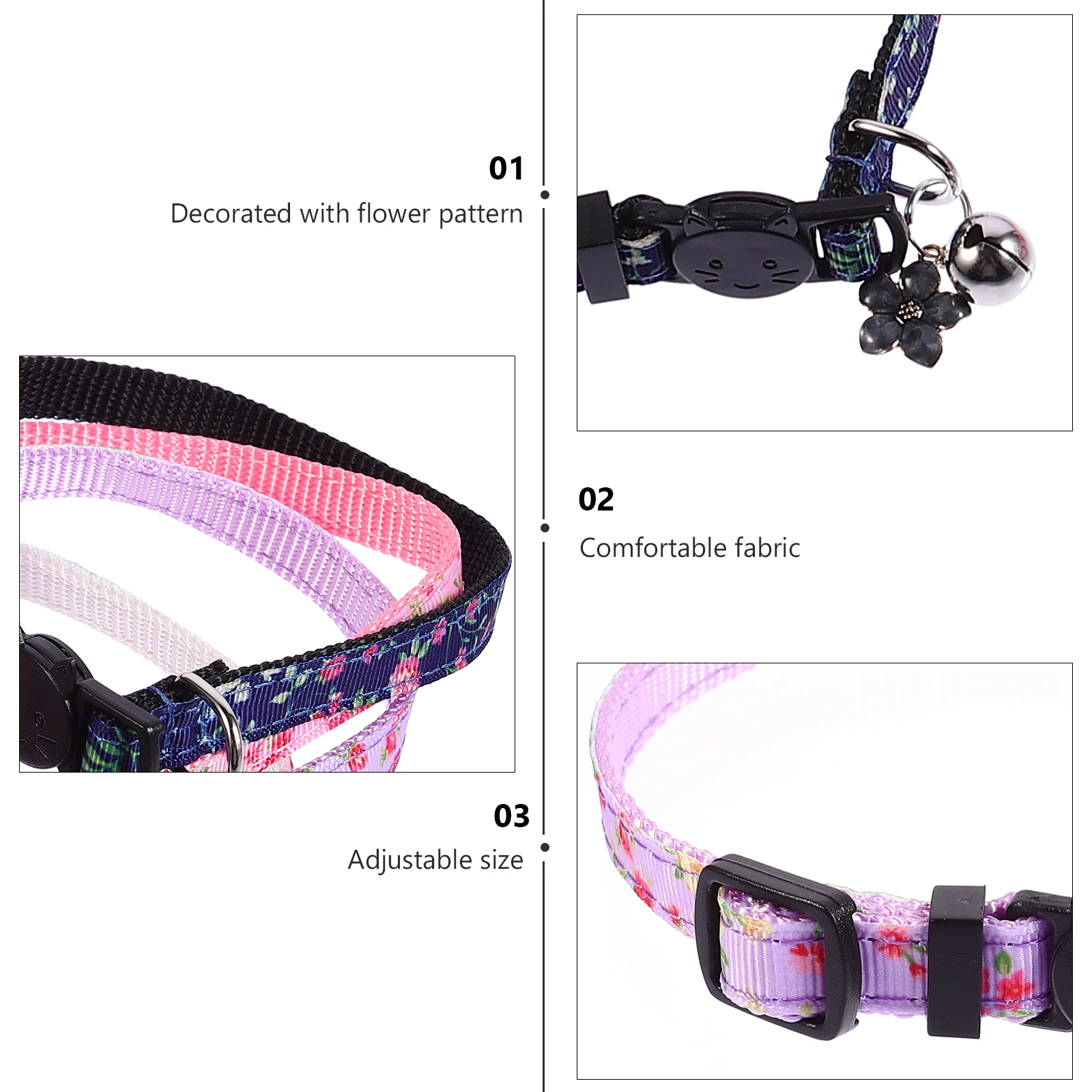 

4pcs Cat Kitten Safety Flower Pattern Adjustable Pet Neck Chain For Cats Comfortable Wedding Party Birthday Decoration Floral