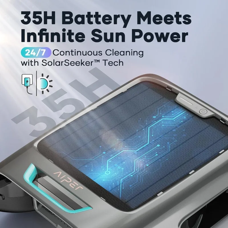AIPER Surfer S2 ロボットソーラープールスキマー、アプリ対応、24時間365日クリーニング、デュアル充電モード、スマート障害物回避機能搭載