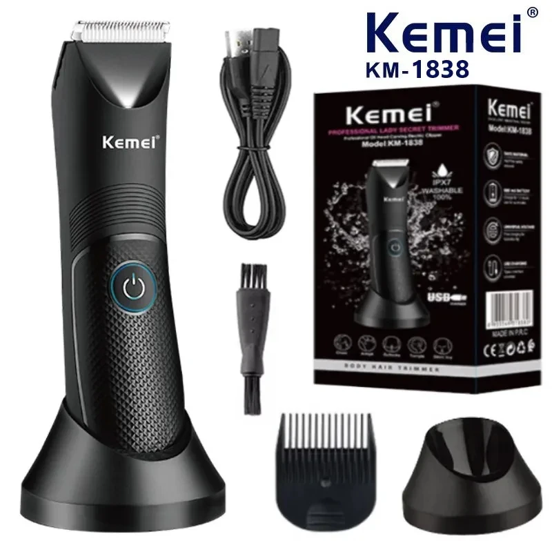 Kemei KM-1838 Hair Trimmer Lawn Ceramic Blade Waterproof Wet Dry Clippers pubic armpit body hair Ultimate Hygiene Razo