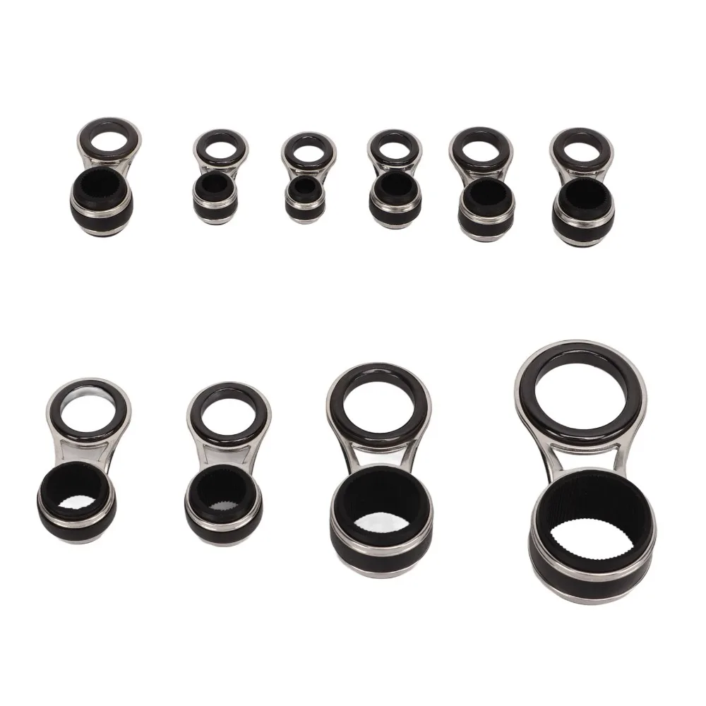 10PCS Stainless Steel Fishing Rod Guide Rings Ceramic 10 Size Fishing Rod Tip Rings Lightweight Fishing Rod Tip Repair Kit