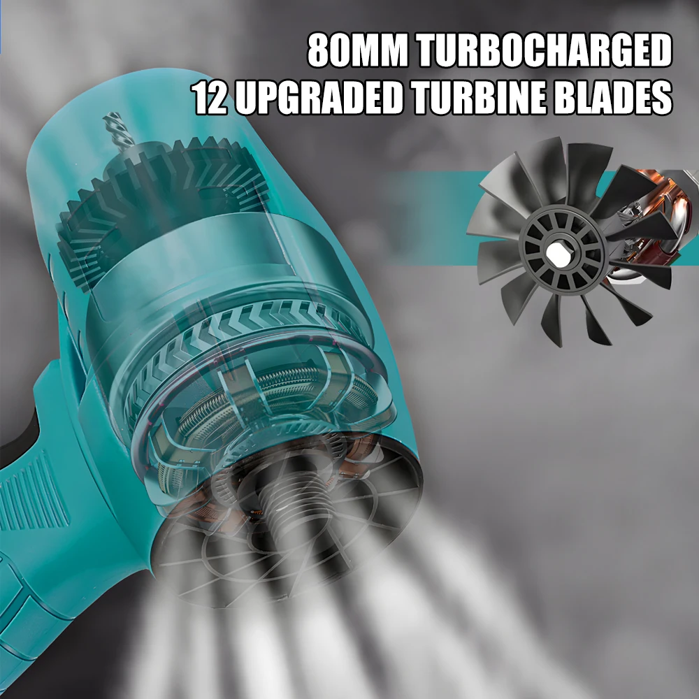 Kamolee 200M/S Turbo Jet Fan 2000W Cordless Electric Air Blower Violent Handheld Power Tool for Makita 18V Battery