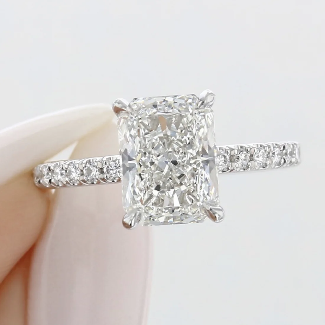 Eternal 925 Sterling Silver 4ct Radiant cut Simulated Diamond Wedding Engagement Cocktail Gemstone Rings Sets for Women Jewelry