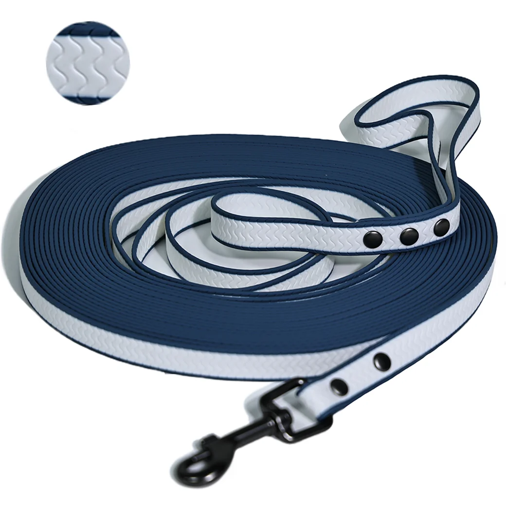 2 mm dicke, gewellte, rutschfeste PVC-Hundetrainingsleine, wasserdicht, lange Führleine, 5 m/10 m/15 m, 1,5 cm breit, für kleine und mittelgroße Hunde – Detail 6
