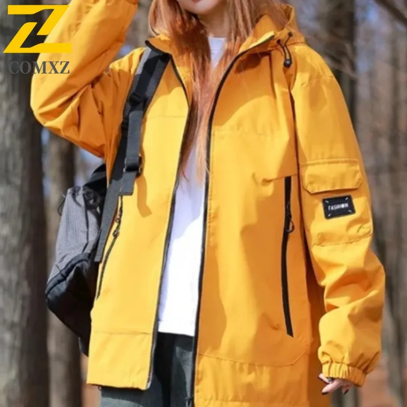 

COMXZ куртка мужская уличная водонепроницаемая ветрозащитная рабочая одежда большого размера пальто для пеших прогулок, кемпинга, рыбалки с капюшоном уличная техническая одежда2025