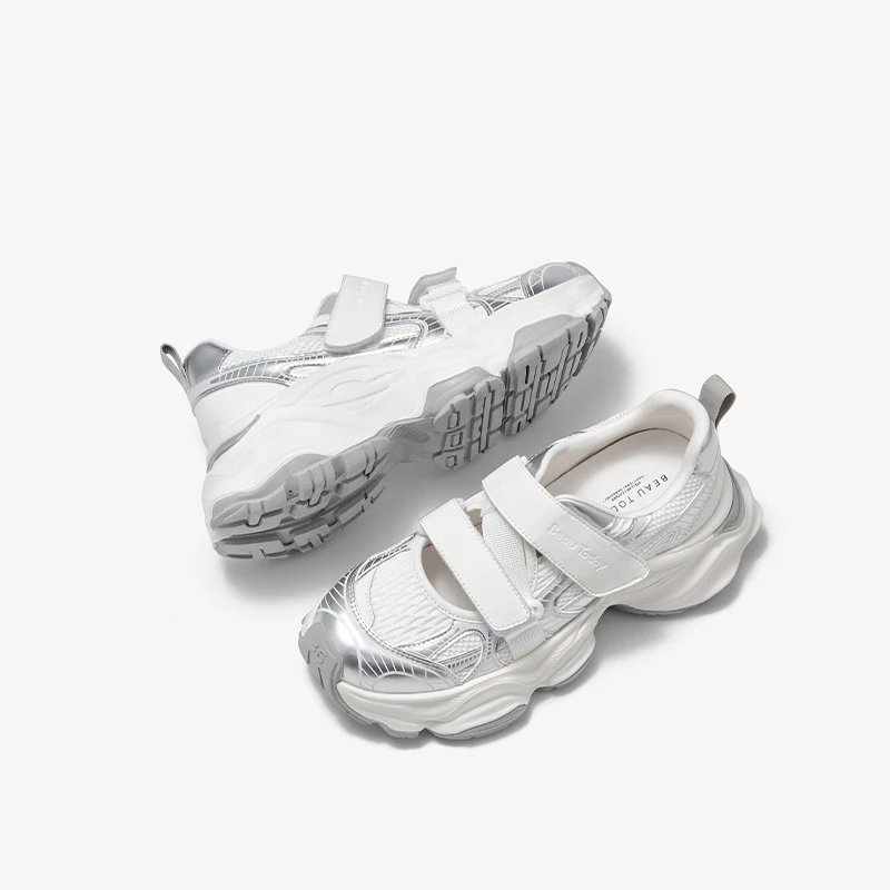 BEAUTODAY Chunky sneakers damskie syntetyczna skóra okrągłe Toe Hook & Loop letnie oddychające buty sportowe na świeżym powietrzu dla pań 29A18