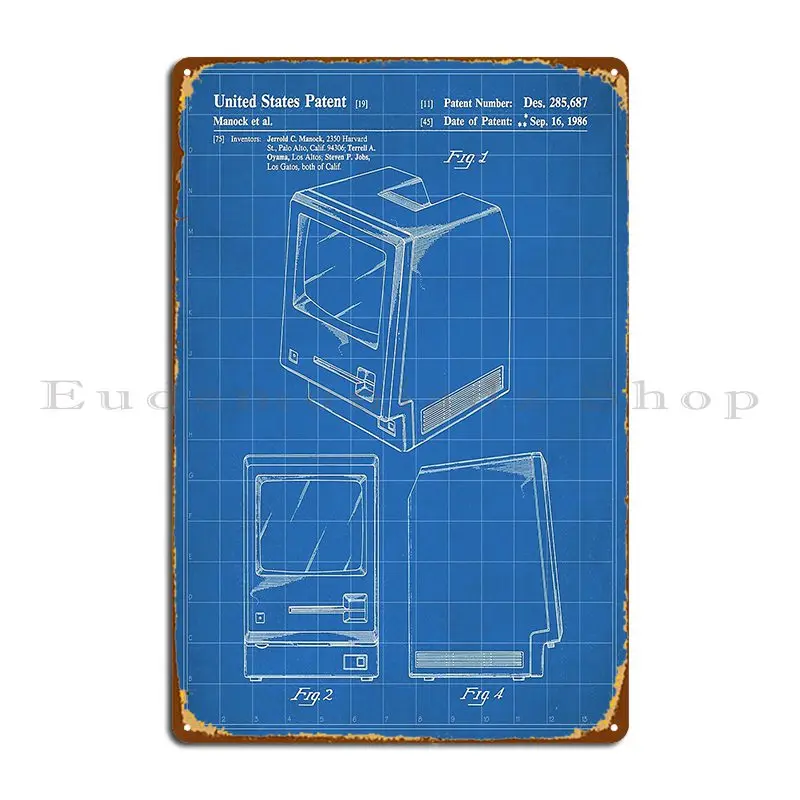 Apple Macintosh charol Apple Art Blueprint Metal Sign Club Create Cave Bar cartel de estaño