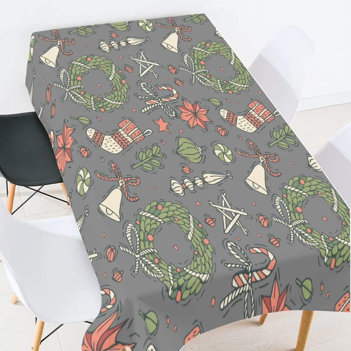 Christmas stocking tablecloth Christmas tree Christmas wreath tablecloth Christmas party tablecloth New Year holiday decorations