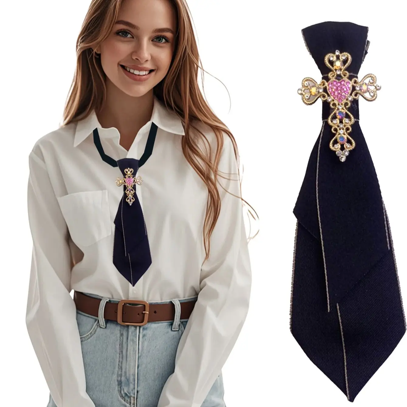 A Handcrafted, Noble and Elegant Women's Bow Tie in a Business and Campus Style, Suitable for Daily Fashion Wear, Business Gatherings, Event Performances, Program Hosting, Cosplay, Etc