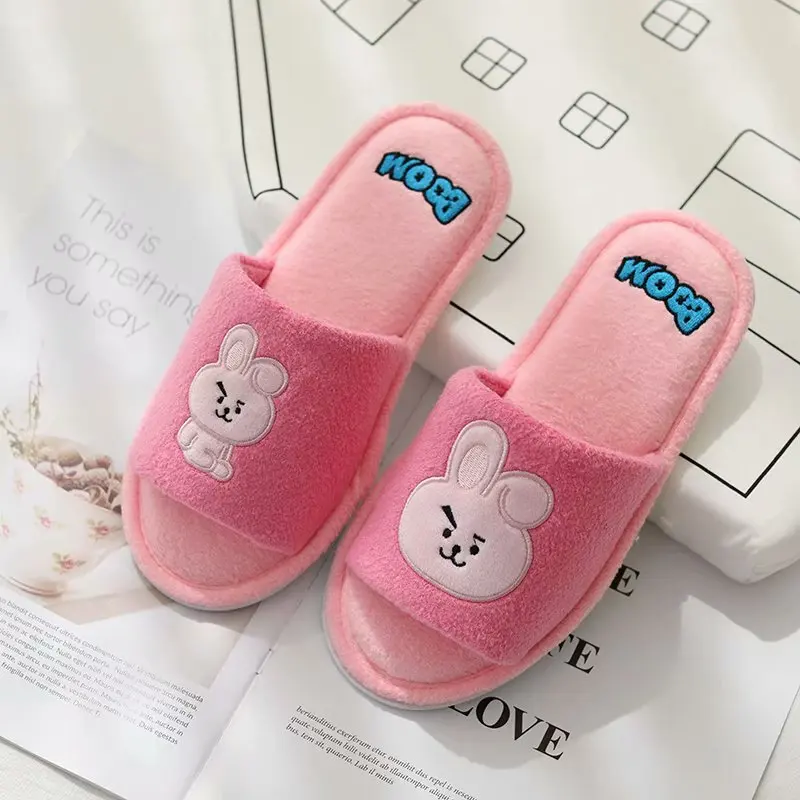 Autumn New Bt21 Kawaii Anime Baby Plush Series 35-38 Yards Cute Cartoon Soft Non-Slip Indoor Slippers Girl Gift