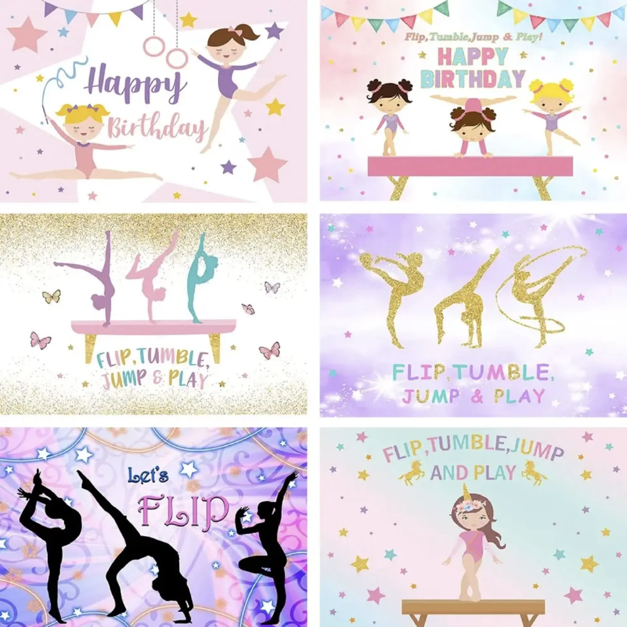 Halo Dance Gymnast Background Girl Roll Jump Gymnast Birthday Athlete Vinyl Decoration Photography Background