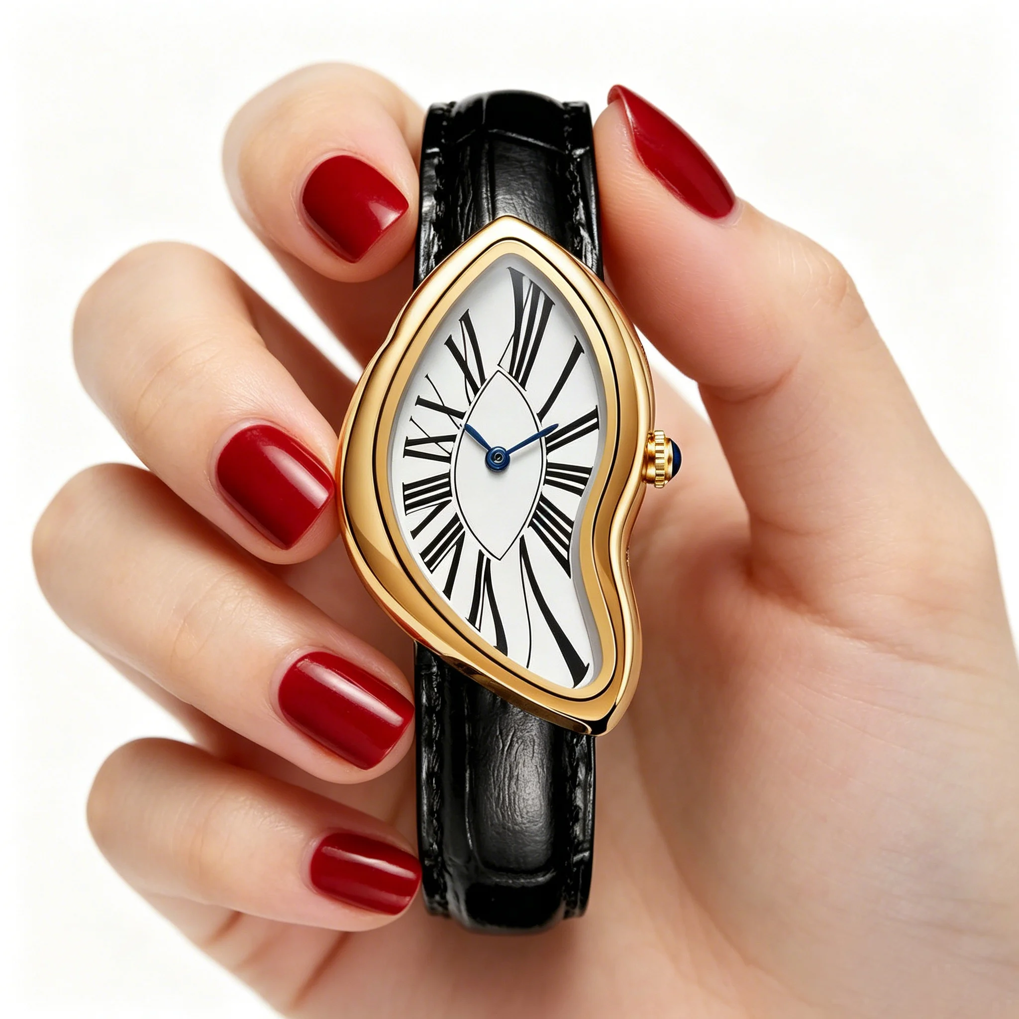 

Lady quartz watch, a creative irregular-shaped watch, with a retro Y2K design, quartz movement, alloy case and mineral reinforce