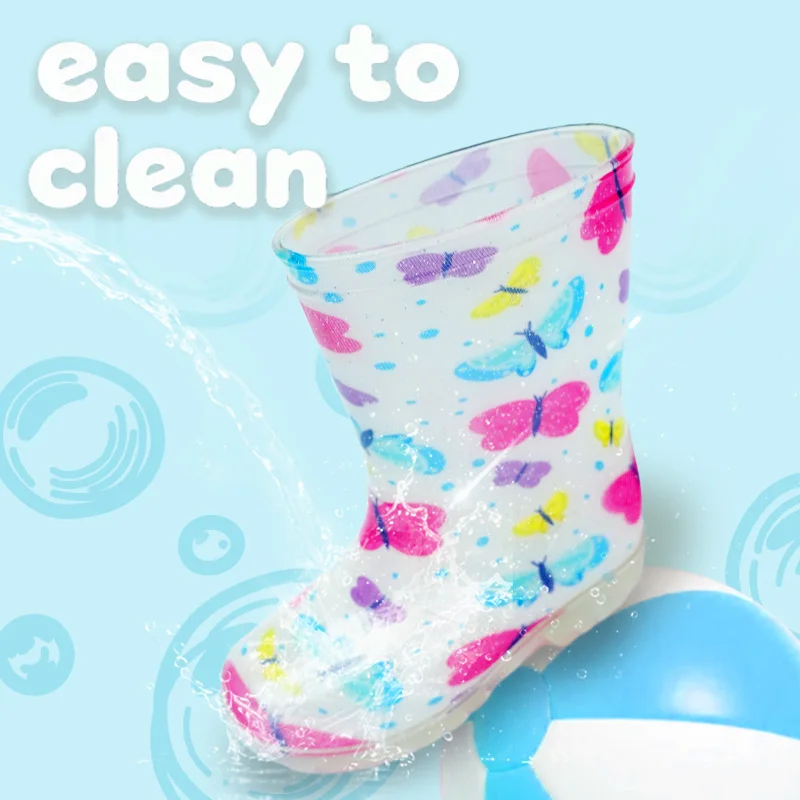 أحذية المطر القطيفة الرائعة للأطفال! مع أغطية قابلة للفصل، وهي مقاومة للماء وغير قابلة للانزلاق ودافئة.