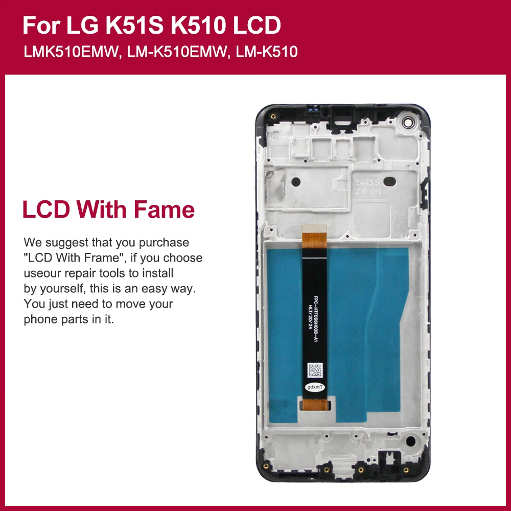 High quilty For LG K50 LCD LMX520BMW Display Touch Panel Screen Digitizer For LG K51 k51s smartphone lcd Replacement parts.